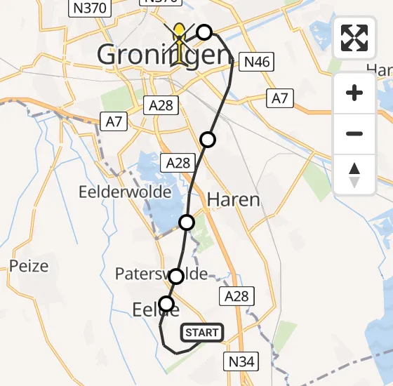 Vlucht Traumahelikopter PH-TTR van Groningen Airport Eelde naar Universitair Medisch Centrum Groningen op zondag 22 december 2024 17:51