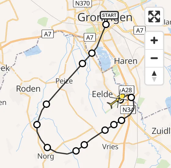 Vlucht Traumahelikopter PH-TTR van Universitair Medisch Centrum Groningen naar Groningen Airport Eelde op zondag 22 december 2024 18:20