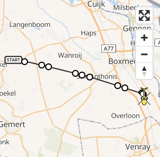 Vlucht Traumahelikopter PH-DOC van Vliegbasis Volkel naar Vierlingsbeek op zondag 22 december 2024 19:49