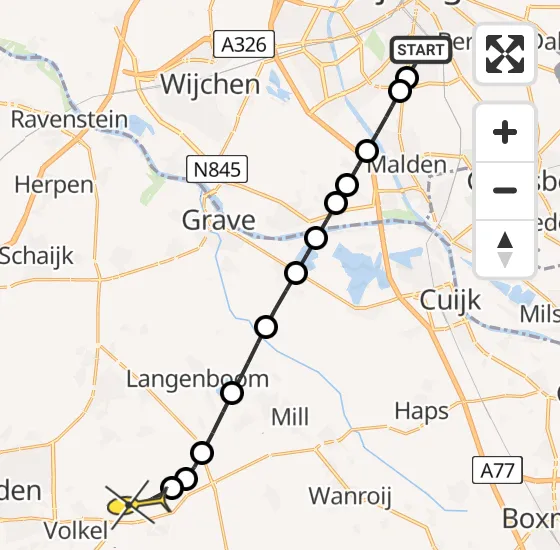 Vlucht Traumahelikopter PH-DOC van Radboud Universitair Medisch Centrum naar Vliegbasis Volkel op zondag 22 december 2024 21:17