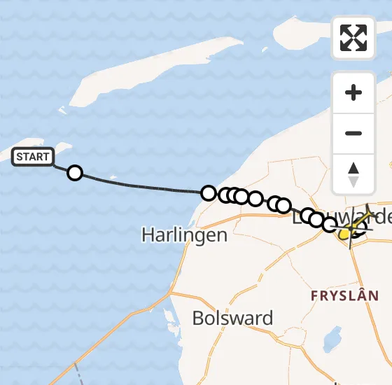 Vlucht Ambulancehelikopter PH-OOP van Vlieland naar Leeuwarden op zondag 22 december 2024 23:11