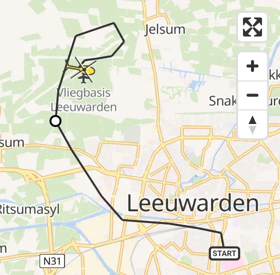 Vlucht Ambulancehelikopter PH-OOP van Leeuwarden naar Vliegbasis Leeuwarden op zondag 22 december 2024 23:49