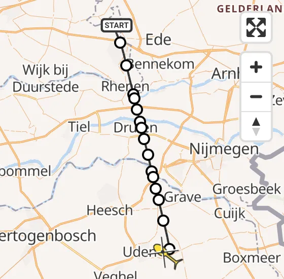 Vlucht Traumahelikopter PH-DOC van Renswoude naar Vliegbasis Volkel op maandag 23 december 2024 10:48