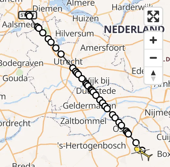 Vlucht Politiehelikopter PH-PXD van Schiphol naar Vliegbasis Volkel op maandag 23 december 2024 11:35