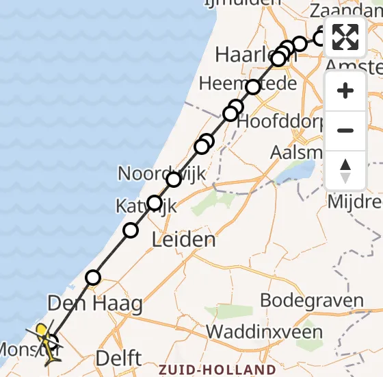 Vlucht Traumahelikopter PH-LLN van Amsterdam Heliport naar Poeldijk op maandag 23 december 2024 13:10