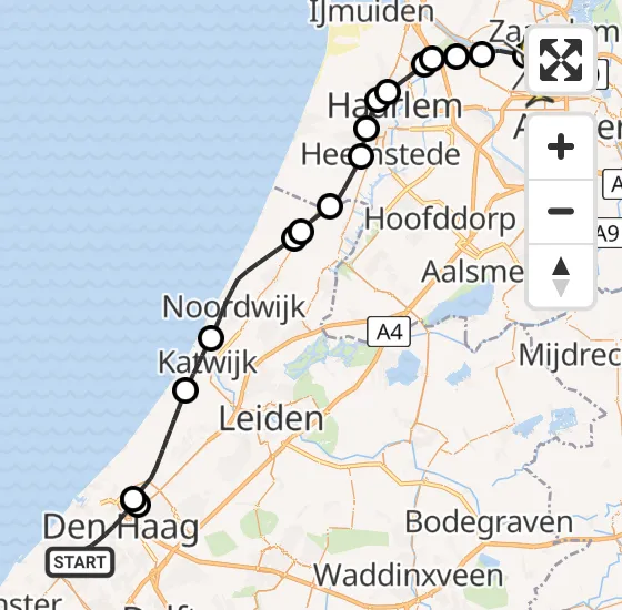 Vlucht Traumahelikopter PH-LLN van Den Haag naar Amsterdam Heliport op maandag 23 december 2024 14:03