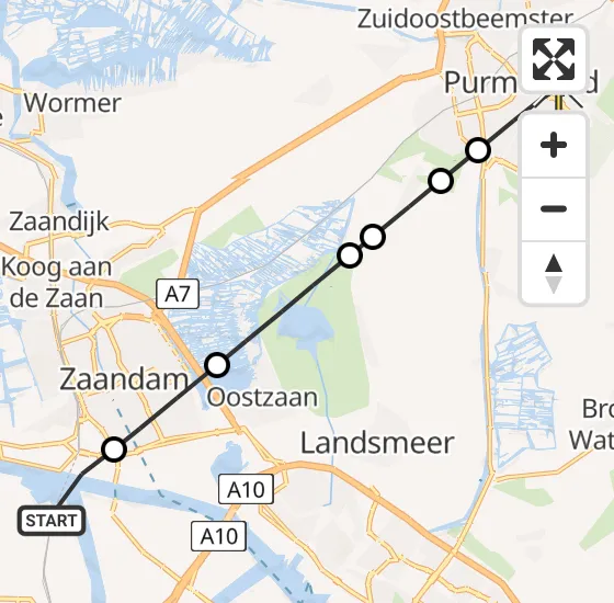 Vlucht Traumahelikopter PH-LLN van Amsterdam Heliport naar Purmerend op maandag 23 december 2024 14:35