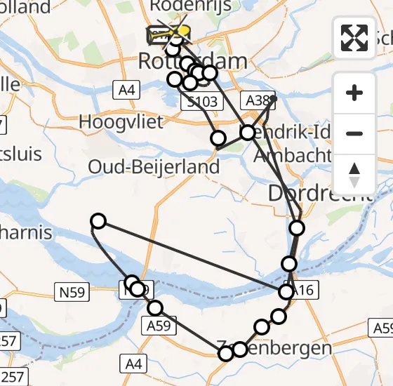 Vlucht Politiehelikopter PH-PXA van Rotterdam The Hague Airport naar Rotterdam The Hague Airport op maandag 23 december 2024 15:14