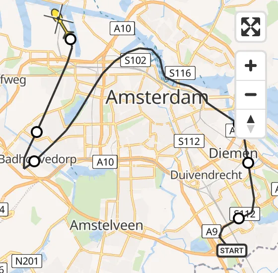 Vlucht Traumahelikopter PH-LLN van Academisch Medisch Centrum (AMC) naar Amsterdam Heliport op maandag 23 december 2024 15:37