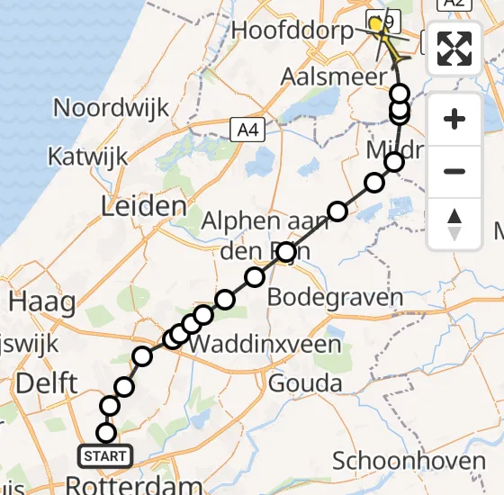 Vlucht Politiehelikopter PH-PXA van Rotterdam The Hague Airport naar Amstelveen op maandag 23 december 2024 18:28