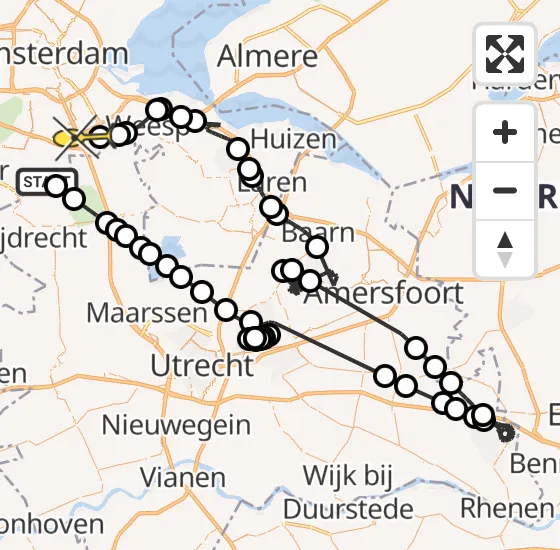 Vlucht Politiehelikopter PH-PXB van Ouderkerk aan de Amstel naar Academisch Medisch Centrum (AMC) op maandag 23 december 2024 18:32