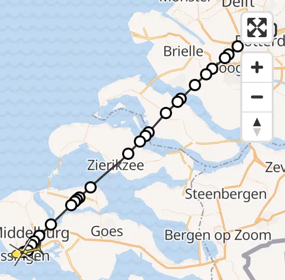 Vlucht Traumahelikopter PH-UMC van Rotterdam The Hague Airport naar Ritthem op maandag 23 december 2024 19:46