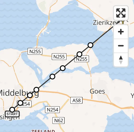 Vlucht Traumahelikopter PH-UMC van Vlissingen naar Nieuwerkerk op maandag 23 december 2024 20:57