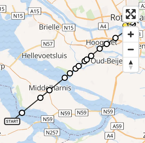 Vlucht Traumahelikopter PH-UMC van Dreischor naar Erasmus MC op maandag 23 december 2024 21:07