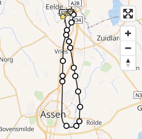 Vlucht Traumahelikopter PH-TTR van Groningen Airport Eelde naar Groningen Airport Eelde op maandag 23 december 2024 22:39