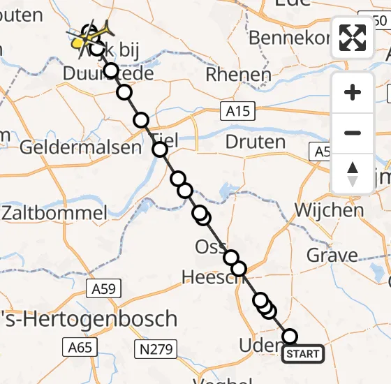 Vlucht Traumahelikopter PH-DOC van Vliegbasis Volkel naar Cothen op dinsdag 24 december 2024 0:11