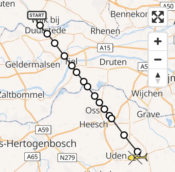 Vlucht Traumahelikopter PH-DOC van Cothen naar Vliegbasis Volkel op dinsdag 24 december 2024 0:42