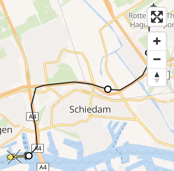 Vlucht Traumahelikopter PH-UMC van Rotterdam The Hague Airport naar Vlaardingen op dinsdag 24 december 2024 9:03