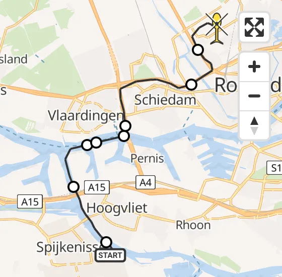 Vlucht Traumahelikopter PH-UMC van Spijkenisse naar Rotterdam The Hague Airport op dinsdag 24 december 2024 10:06