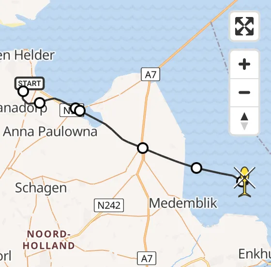 Vlucht Kustwachthelikopter PH-NCG van Vliegveld De Kooy naar Enkhuizen op zondag 29 december 2024 15:59