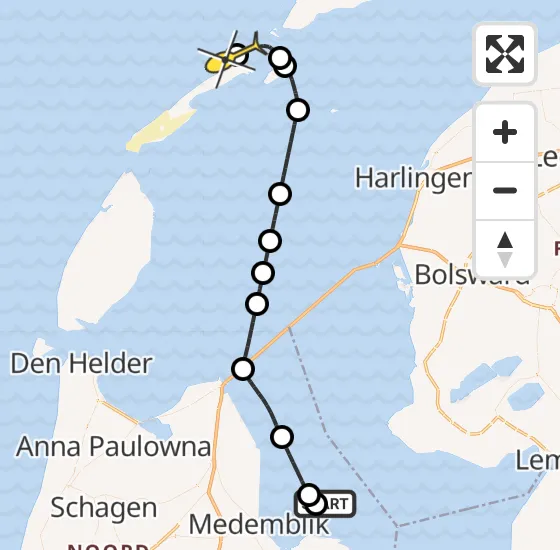 Vlucht Kustwachthelikopter PH-NCG van Enkhuizen naar Vlieland op zondag 29 december 2024 16:25