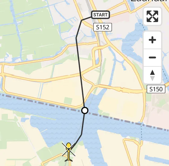 Vlucht Traumahelikopter PH-LLN van Zaandam naar Amsterdam Heliport op maandag 30 december 2024 13:41