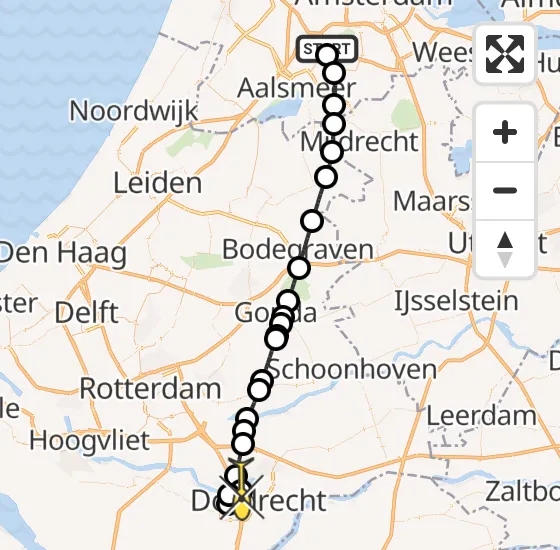 Vlucht Politiehelikopter PH-PXF van Schiphol naar Dordrecht op maandag 30 december 2024 15:04