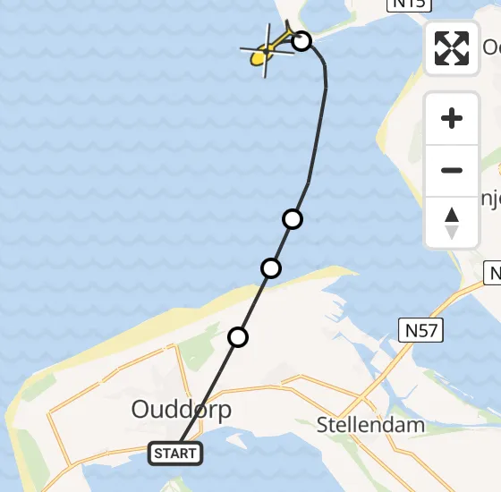 Vlucht Kustwachthelikopter PH-SAR van Ouddorp naar Maasvlakte op maandag 30 december 2024 15:11