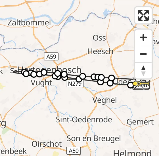 Vlucht Traumahelikopter PH-DOC van Vliegbasis Volkel naar Vliegbasis Volkel op maandag 30 december 2024 15:22