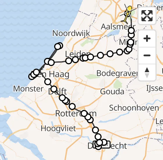 Vlucht Politiehelikopter PH-PXF van Dordrecht naar Schiphol op maandag 30 december 2024 15:30