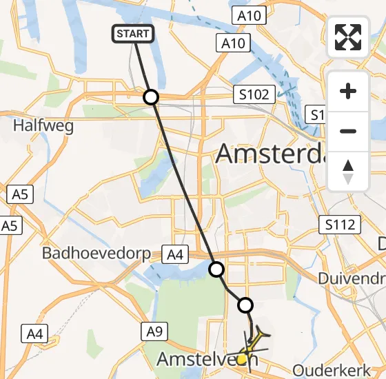 Vlucht Traumahelikopter PH-LLN van Amsterdam Heliport naar Amstelveen op maandag 30 december 2024 15:40