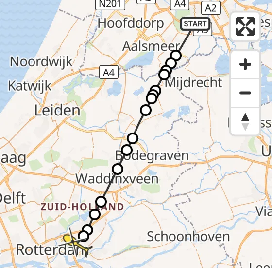 Vlucht Traumahelikopter PH-LLN van Amstelveen naar Rotterdam op maandag 30 december 2024 15:53