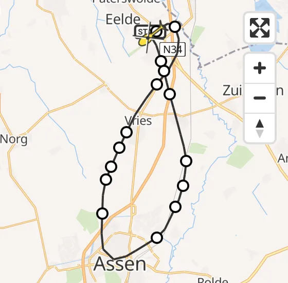 Vlucht Traumahelikopter PH-TTR van Groningen Airport Eelde naar Groningen Airport Eelde op maandag 30 december 2024 19:00