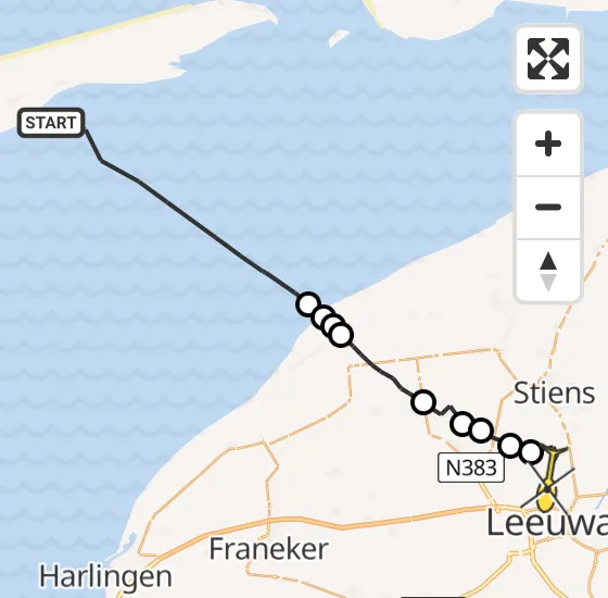 Vlucht Ambulancehelikopter PH-OOP van Oosterend naar Vliegbasis Leeuwarden op dinsdag 31 december 2024 9:53