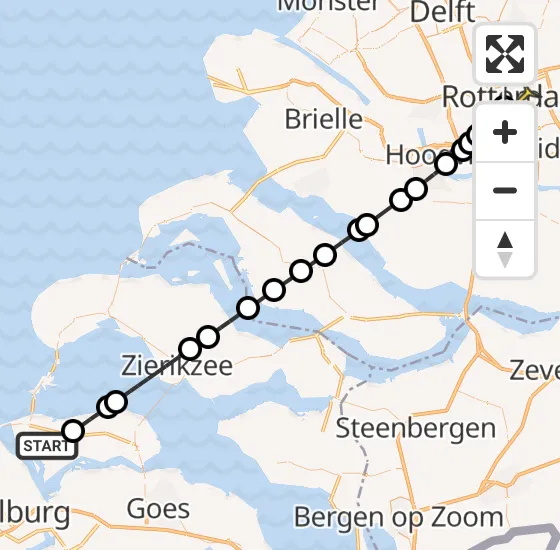 Vlucht Traumahelikopter PH-UMC van Kamperland naar Erasmus MC op dinsdag 31 december 2024 14:19