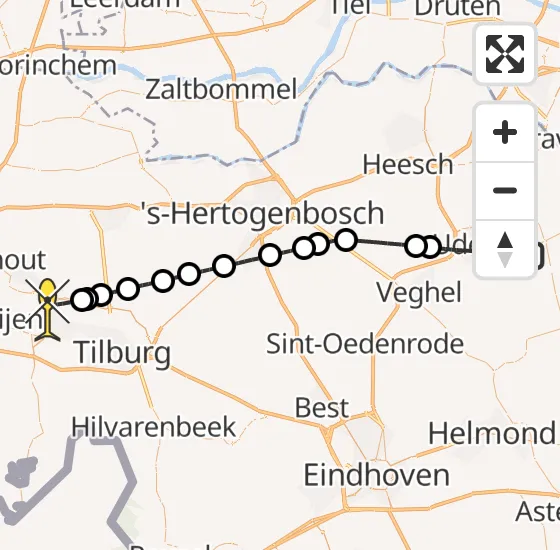 Vlucht Politiehelikopter PH-PXD van Vliegbasis Volkel naar Hulten op dinsdag 31 december 2024 14:43