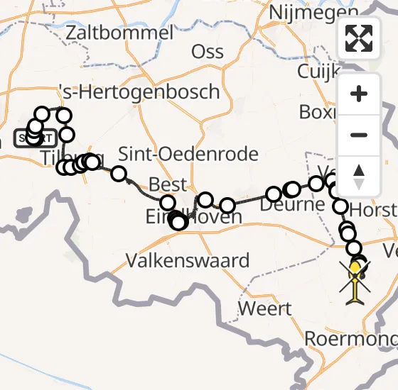 Vlucht Politiehelikopter PH-PXD van Tilburg naar Helden op dinsdag 31 december 2024 15:03