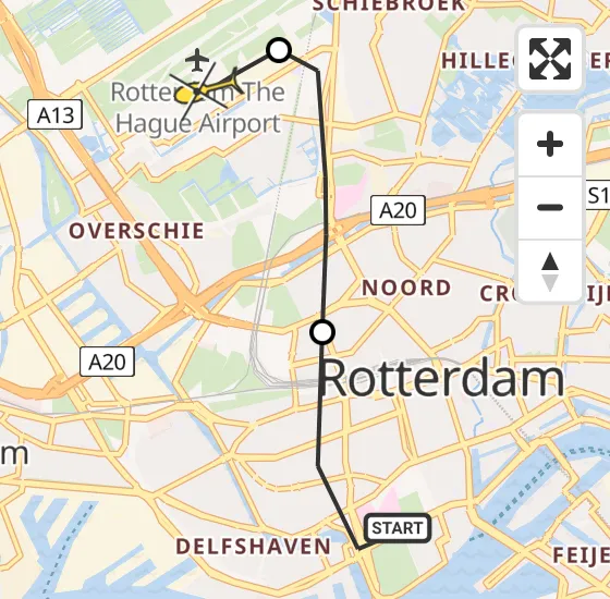 Vlucht Traumahelikopter PH-UMC van Erasmus MC naar Rotterdam The Hague Airport op dinsdag 31 december 2024 15:03