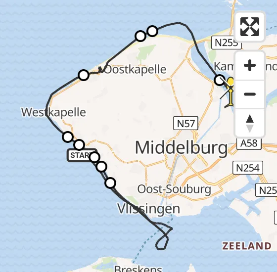 Vlucht Kustwachthelikopter PH-SAR van Vlissingen naar Veere op dinsdag 31 december 2024 15:15