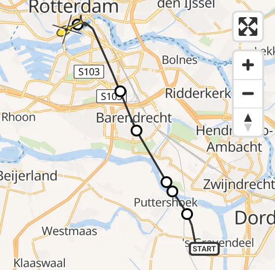 Vlucht Traumahelikopter PH-UMC van 's-Gravendeel naar Erasmus MC op dinsdag 31 december 2024 16:09