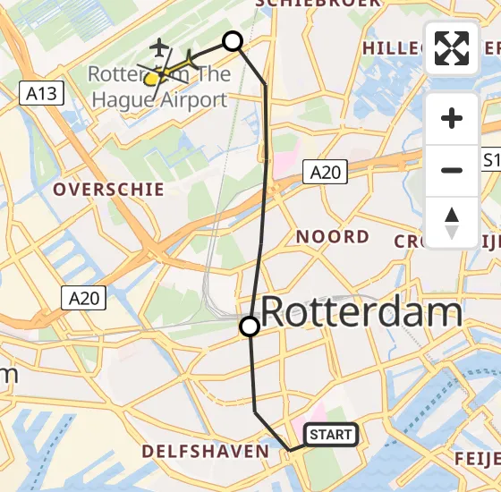 Vlucht Traumahelikopter PH-UMC van Erasmus MC naar Rotterdam The Hague Airport op dinsdag 31 december 2024 16:43