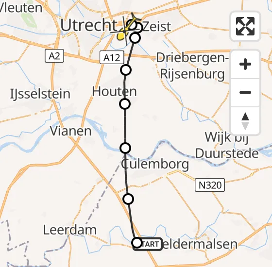 Vlucht Traumahelikopter PH-LLN van Enspijk naar Universitair Medisch Centrum Utrecht op dinsdag 31 december 2024 21:51