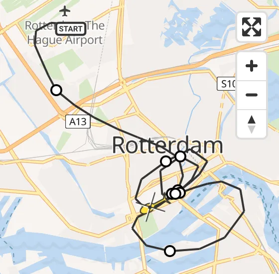 Vlucht Traumahelikopter PH-UMC van Rotterdam The Hague Airport naar Erasmus MC op dinsdag 31 december 2024 22:17