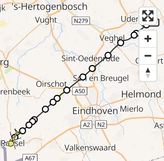 Vlucht Traumahelikopter PH-DOC van Vliegbasis Volkel naar Reusel op dinsdag 31 december 2024 22:21