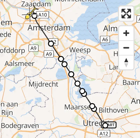 Vlucht Traumahelikopter PH-LLN van Universitair Medisch Centrum Utrecht naar Amsterdam Heliport op dinsdag 31 december 2024 22:25