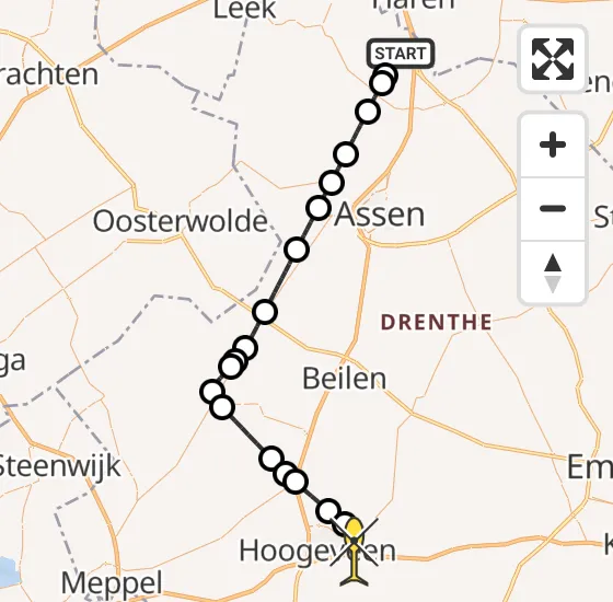 Vlucht Traumahelikopter PH-TTR van Groningen Airport Eelde naar Vliegveld Hoogeveen op dinsdag 31 december 2024 23:25