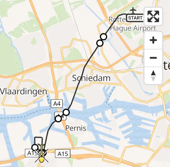 Vlucht Traumahelikopter PH-UMC van Rotterdam The Hague Airport naar Hoogvliet op woensdag 1 januari 2025 0:02