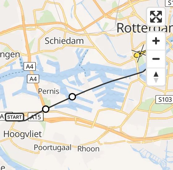 Vlucht Traumahelikopter PH-UMC van Hoogvliet naar Erasmus MC op woensdag 1 januari 2025 0:32