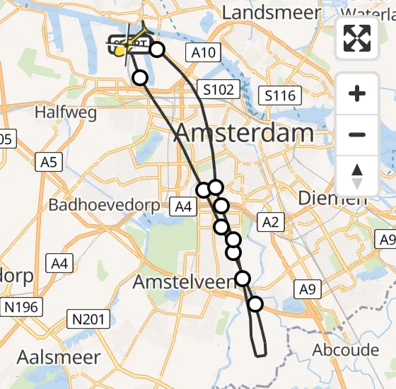 Vlucht Traumahelikopter PH-LLN van Amsterdam Heliport naar Amsterdam Heliport op woensdag 1 januari 2025 0:55