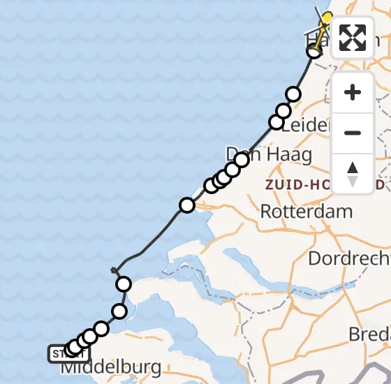 Vlucht Politiehelikopter PH-PXZ van Vlissingen naar Overveen op donderdag 2 januari 2025 10:06